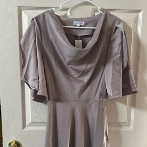 NWTs Sweet Salt Purple Cowl Neck Petal Sleeve Maxi Bridesmaid Formal Dress